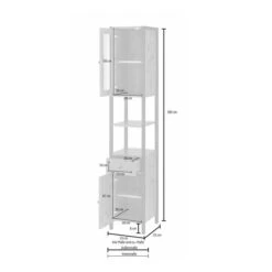 Colton Concrete Effect Tallboy Storage Unit With Mirrored Door -ELEND SHOP 30869873 alt09