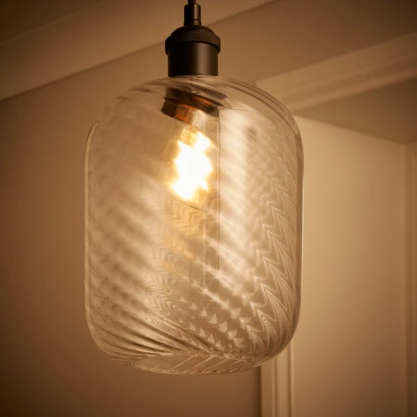 Elodie Ribbed Glass Easy Fit Pendant Shade 2 Elodie Ribbed Glass Easy Fit Pendant Shade - Image 2
