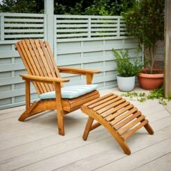 Wooden Adirondack Chair With Footstool