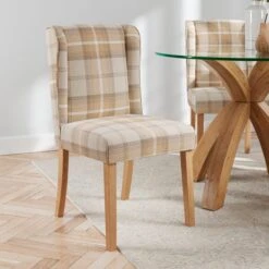Oswald Set Of 2 Dining Chairs, Country Check