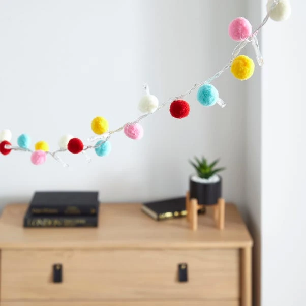 Multicoloured Pom Pom String Lights 1 Multicoloured Pom Pom String Lights