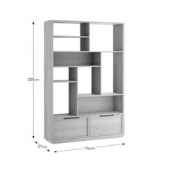 Hardy Wide Bookcase With 2 Drawers, Oak Effect 15 Hardy Wide Bookcase With 2 Drawers, Oak Effect -ELEND SHOP 30874521 alt09