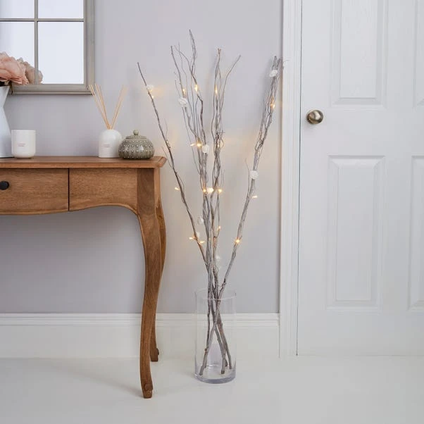 Artificial White Rose 20 LED Twig Tree 1 Artificial White Rose 20 LED Twig Tree