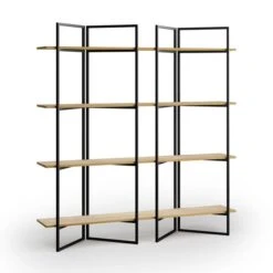 Ramson Tall And Wide Shelving Unit, Oak And Black -ELEND SHOP 30878042 alt05