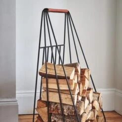 Contemporary Leather Handle Log Trolley -ELEND SHOP 30878104 alt02