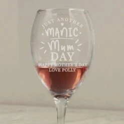 Personalised Manic Mum Day Wine Glass