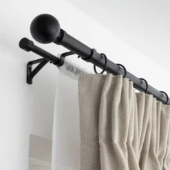 Ashton Double Layer Extendable Metal Curtain Pole With Rings -ELEND SHOP 30883053 alt02
