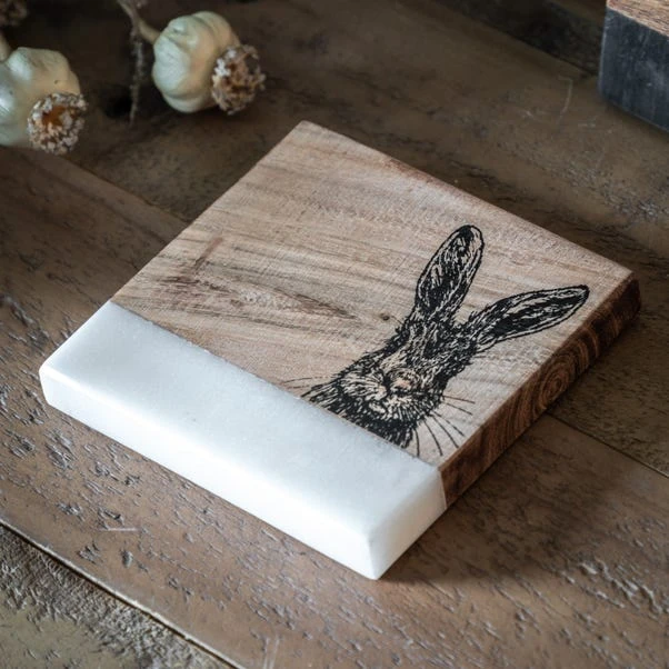 Set Of 4 Marble Hare Coasters 1 Set Of 4 Marble Hare Coasters
