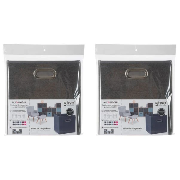 Mix And Modul Set Of 2 Linen Effect Cube Storage Boxes 11 Mix And Modul Set Of 2 Linen Effect Cube Storage Boxes - Image 11