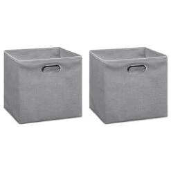 Mix And Modul Set Of 2 Linen Effect Cube Storage Boxes 22 Mix And Modul Set Of 2 Linen Effect Cube Storage Boxes -ELEND SHOP 30885518
