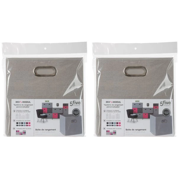 Mix And Modul Set Of 2 Linen Effect Cube Storage Boxes 7 Mix And Modul Set Of 2 Linen Effect Cube Storage Boxes - Image 7