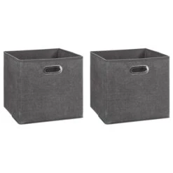 Mix And Modul Set Of 2 Linen Effect Cube Storage Boxes 30 Mix And Modul Set Of 2 Linen Effect Cube Storage Boxes -ELEND SHOP 30885519