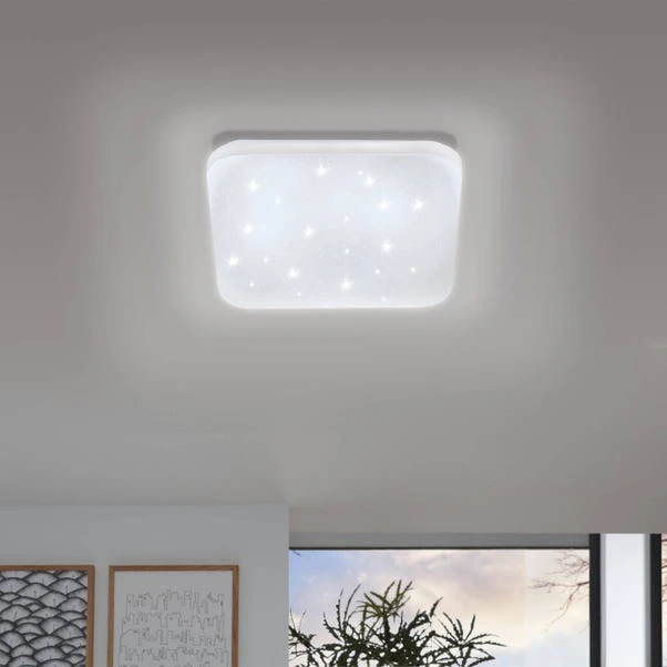 EGLO Frania-S 33cm LED Square Crystal Effect Flush Wall And Ceiling Light 1 EGLO Frania-S 33cm LED Square Crystal Effect Flush Wall And Ceiling Light