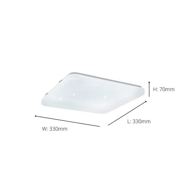 EGLO Frania-S 33cm LED Square Crystal Effect Flush Wall And Ceiling Light 3 EGLO Frania-S 33cm LED Square Crystal Effect Flush Wall And Ceiling Light - Image 3