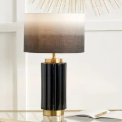 Lushan Scalloped Ceramic Table Lamp -ELEND SHOP 30889358