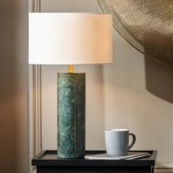 Venetia Green Marble And Gold Tall Table Lamp