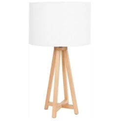 Whitby Wood Tapered 4 Post Linen Table Lamp 22 Whitby Wood Tapered 4 Post Linen Table Lamp -ELEND SHOP 30889394 alt02