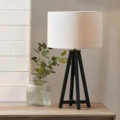 Whitby Wood Tapered 4 Post Linen Table Lamp 16 Whitby Wood Tapered 4 Post Linen Table Lamp -ELEND SHOP 30889395