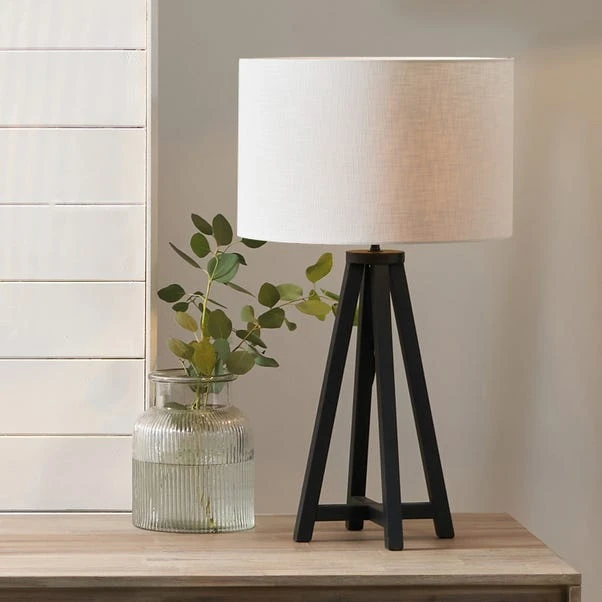 Whitby Wood Tapered 4 Post Linen Table Lamp 5 Whitby Wood Tapered 4 Post Linen Table Lamp - Image 5