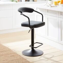 Houston Adjustable Height Swivel Bar Stool, Faux Leather -ELEND SHOP 30889725 alt01