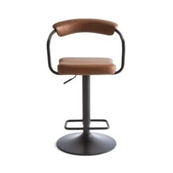 Houston Adjustable Height Swivel Bar Stool, Faux Leather -ELEND SHOP 30889726 alt04