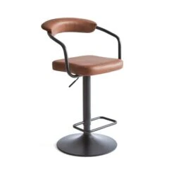 Houston Adjustable Height Swivel Bar Stool, Faux Leather -ELEND SHOP 30889726 alt05
