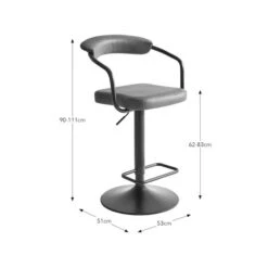 Houston Adjustable Height Swivel Bar Stool, Faux Leather -ELEND SHOP 30889726 alt09