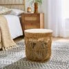 Faux Rattan Storage Basket With Lid