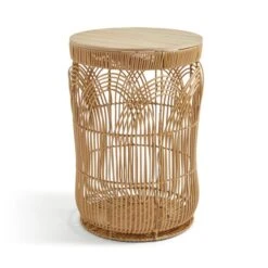 Faux Rattan Storage Basket With Lid -ELEND SHOP 30890656 alt02
