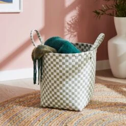 Checkered Plastic Storage Basket -ELEND SHOP 30890665