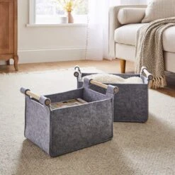 Set Of 2 Felt Fabric Storage Box 9 Set Of 2 Felt Fabric Storage Box -ELEND SHOP 30891241
