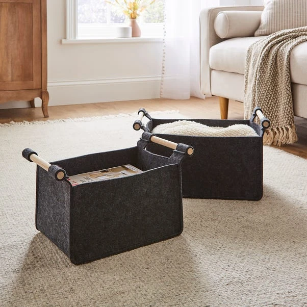Set Of 2 Felt Fabric Storage Box 1 Set Of 2 Felt Fabric Storage Box