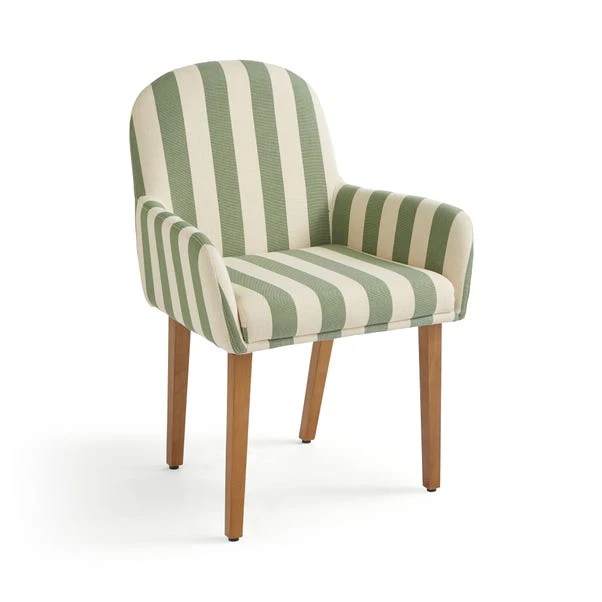 Agnes Carver Dining Chair, Olive Green Striped Fabric 5 Agnes Carver Dining Chair, Olive Green Striped Fabric - Image 5