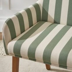 Agnes Carver Dining Chair, Olive Green Striped Fabric 12 Agnes Carver Dining Chair, Olive Green Striped Fabric -ELEND SHOP 30891291 alt08
