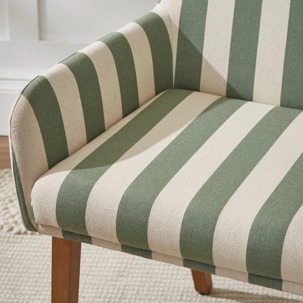 Agnes Carver Dining Chair, Olive Green Striped Fabric 6 Agnes Carver Dining Chair, Olive Green Striped Fabric - Image 6
