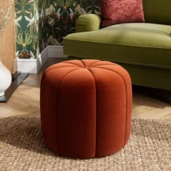 Pumpkin Velvet Footstool 19 Pumpkin Velvet Footstool -ELEND SHOP 30891422 alt01