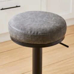 Jesper Adjustable Height Bar Stool, Charcoal Faux Leather -ELEND SHOP 30891491 alt02