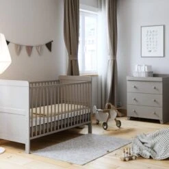 Little Acorns Classic Cot Bed And 3 Drawer Chest Nursery Set