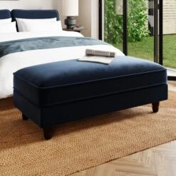 Beatrice Matte Velvet Long Footstool With Storage