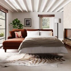 Beatrice Matte Velvet 4 Seater Corner Chaise Double Sofa Bed -ELEND SHOP 30893238