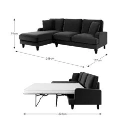 Beatrice Matte Velvet 4 Seater Corner Chaise Double Sofa Bed -ELEND SHOP 30893238 alt09