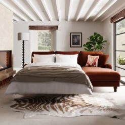 Beatrice Matte Velvet 4 Seater Corner Chaise Double Sofa Bed