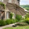 Riva 2.5m Round Parasol With Rome Polished Black Granite Wheeled Parasol Base
