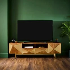 Zadie Extra Wide TV Unit For TVs Up To 80", Mango Wood