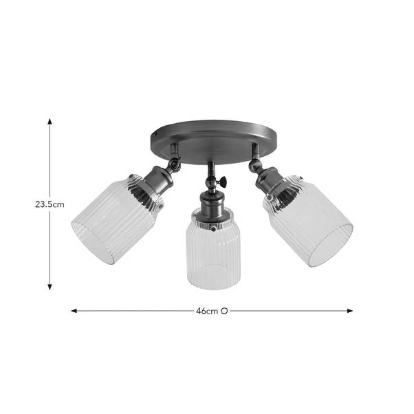 Tobias Industrial Ribbed 3 Light Adjustable Semi Flush Spotlight 6 Tobias Industrial Ribbed 3 Light Adjustable Semi Flush Spotlight - Image 6