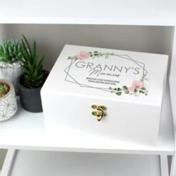 Personalised Abstract Rose White Wooden Memory Box