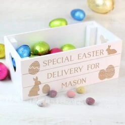 Personalised Easter Bunny Small Wooden Crate