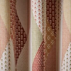 Patchwork Print Eyelet Curtains -ELEND SHOP 30903811 alt02
