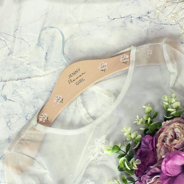 Personalised White Floral Wooden Coat Hanger 1 Personalised White Floral Wooden Coat Hanger