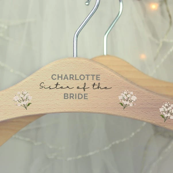 Personalised White Floral Wooden Coat Hanger 2 Personalised White Floral Wooden Coat Hanger - Image 2